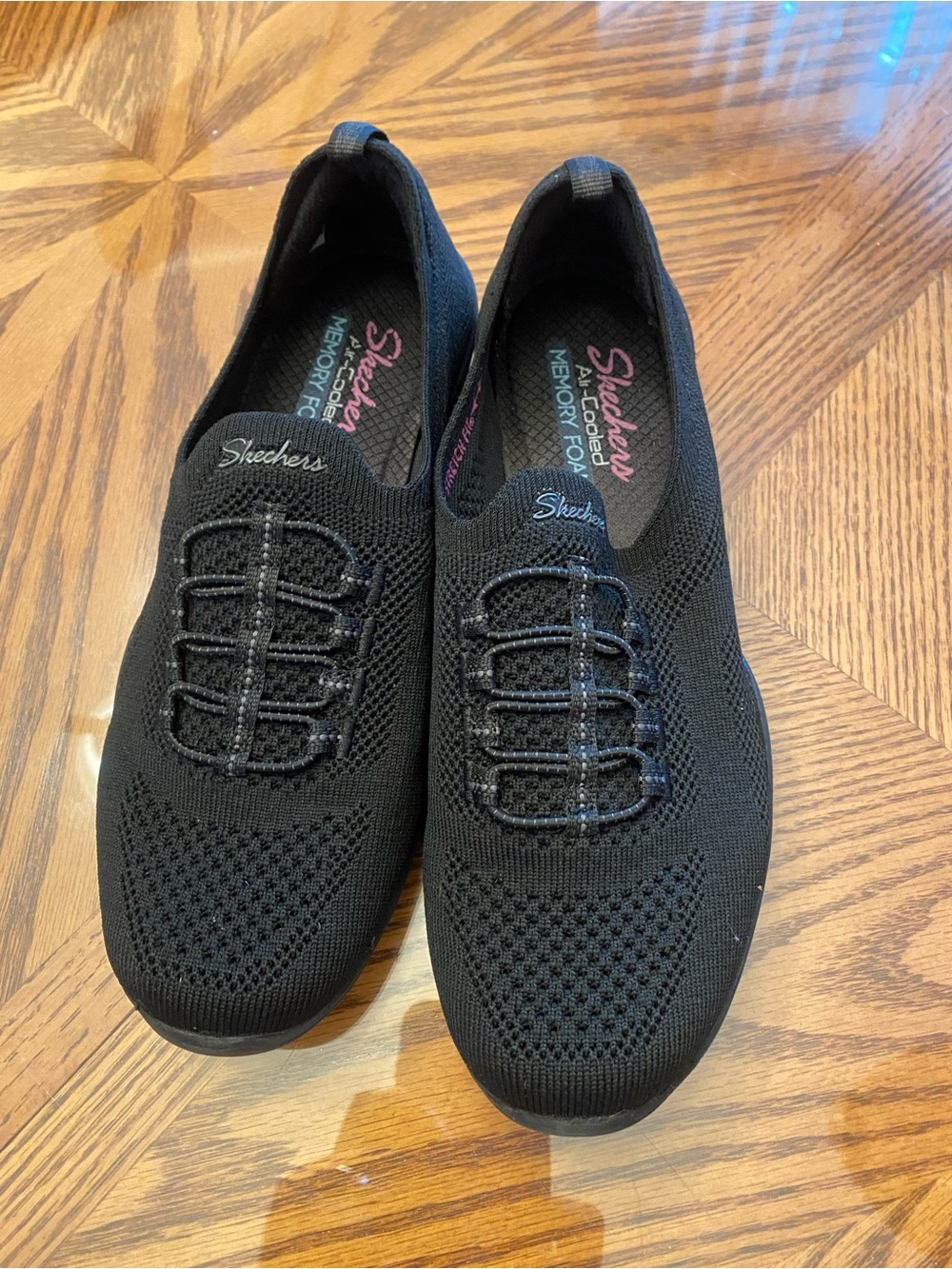 Skechers Black Slip-On Knit Walking Sneakers for Women